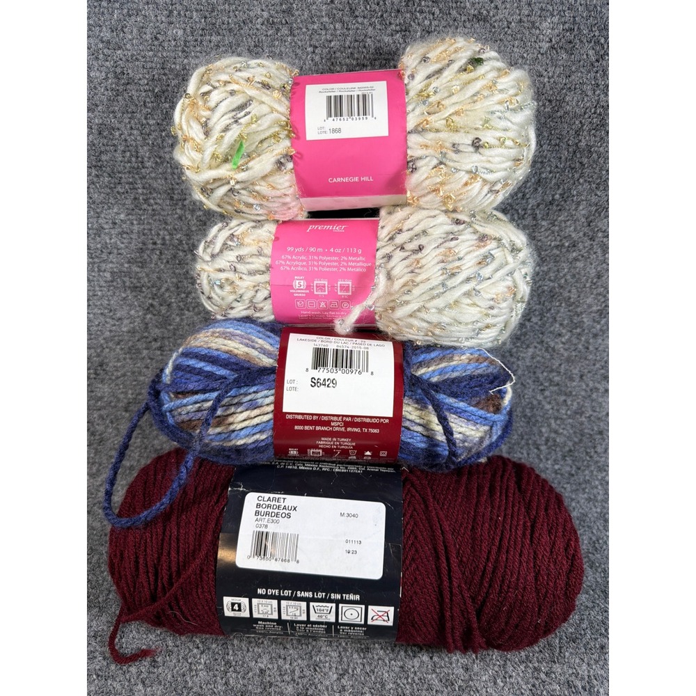 Lot of 4 Yarn Skeins Isaac Mizrahi Carnegie Hill Charisma Lakeside Red Heart
